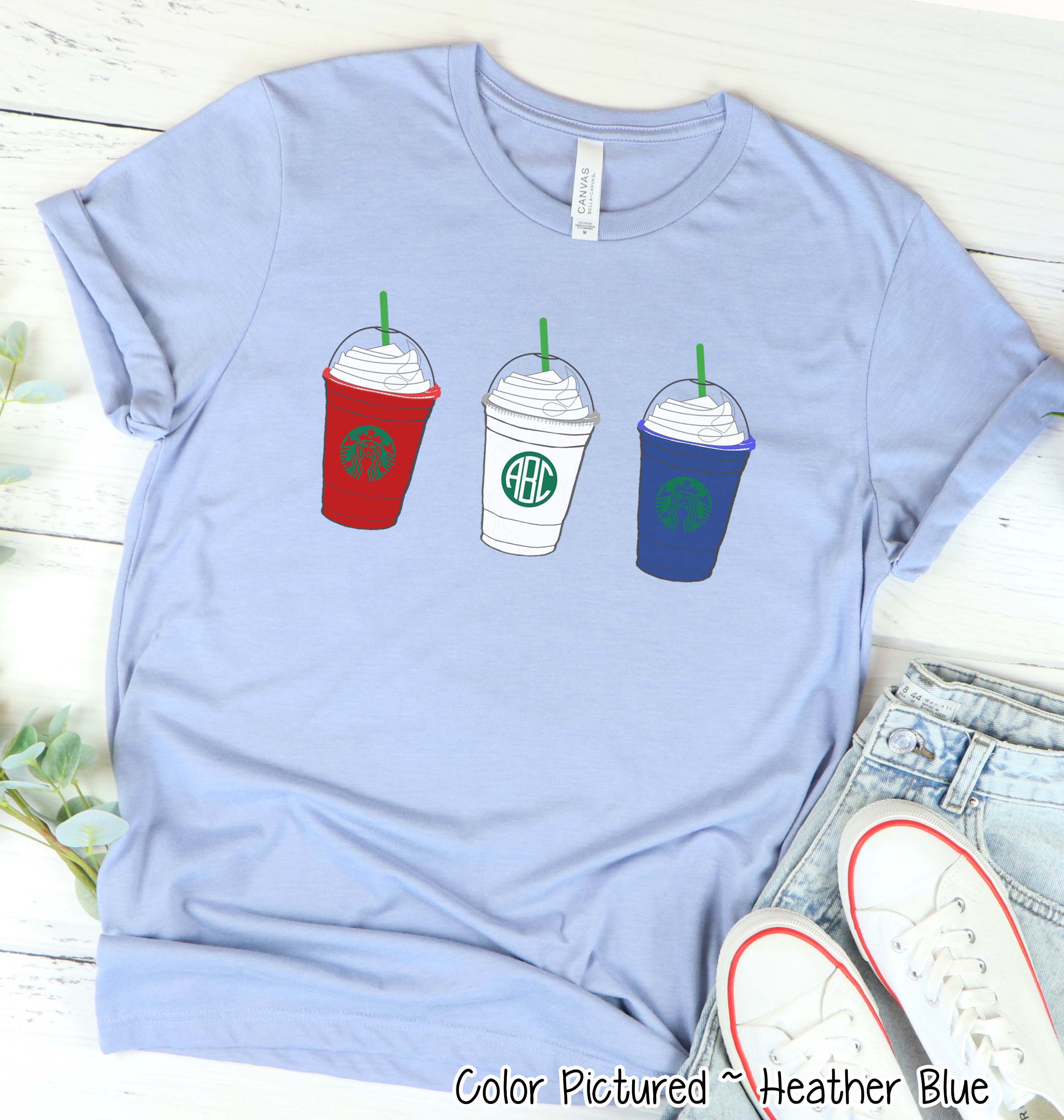 Starbucks Inspired Patriotic Monogram Tee