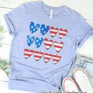 Red White and Blue Hearts Patriotic Flag Tee