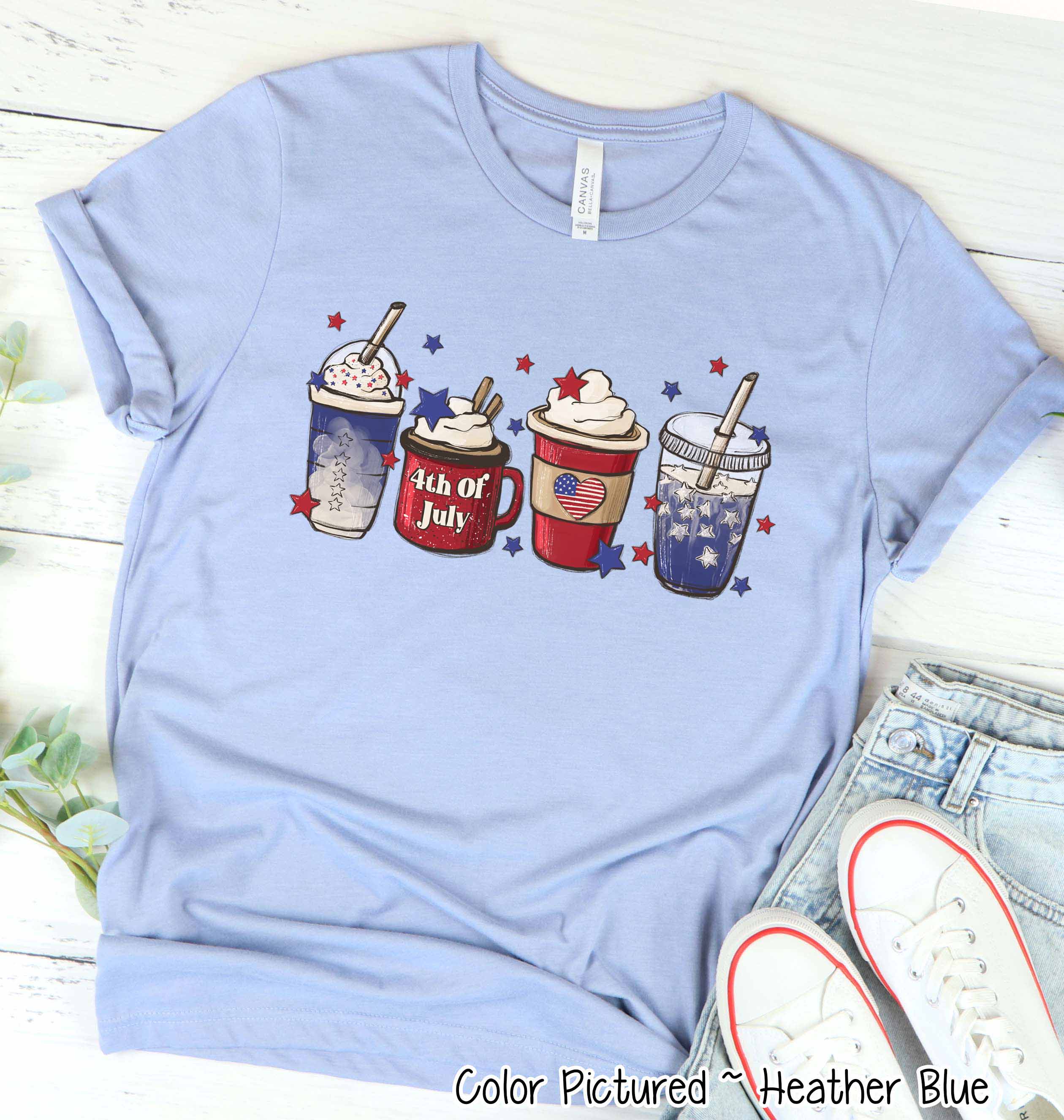 Patrotic Coffee Lovers Latte July 4th Tee