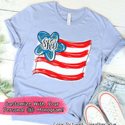 American Wavy Flag with Monogram Tee