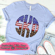 Big Monogram Patriotic Scallop Flag and Leopard Tee