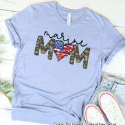 Marine Mom with Flag Heart Tee