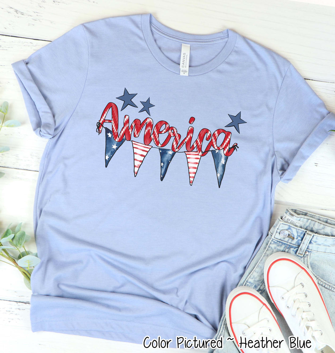 America Patriotic Bunting Tee