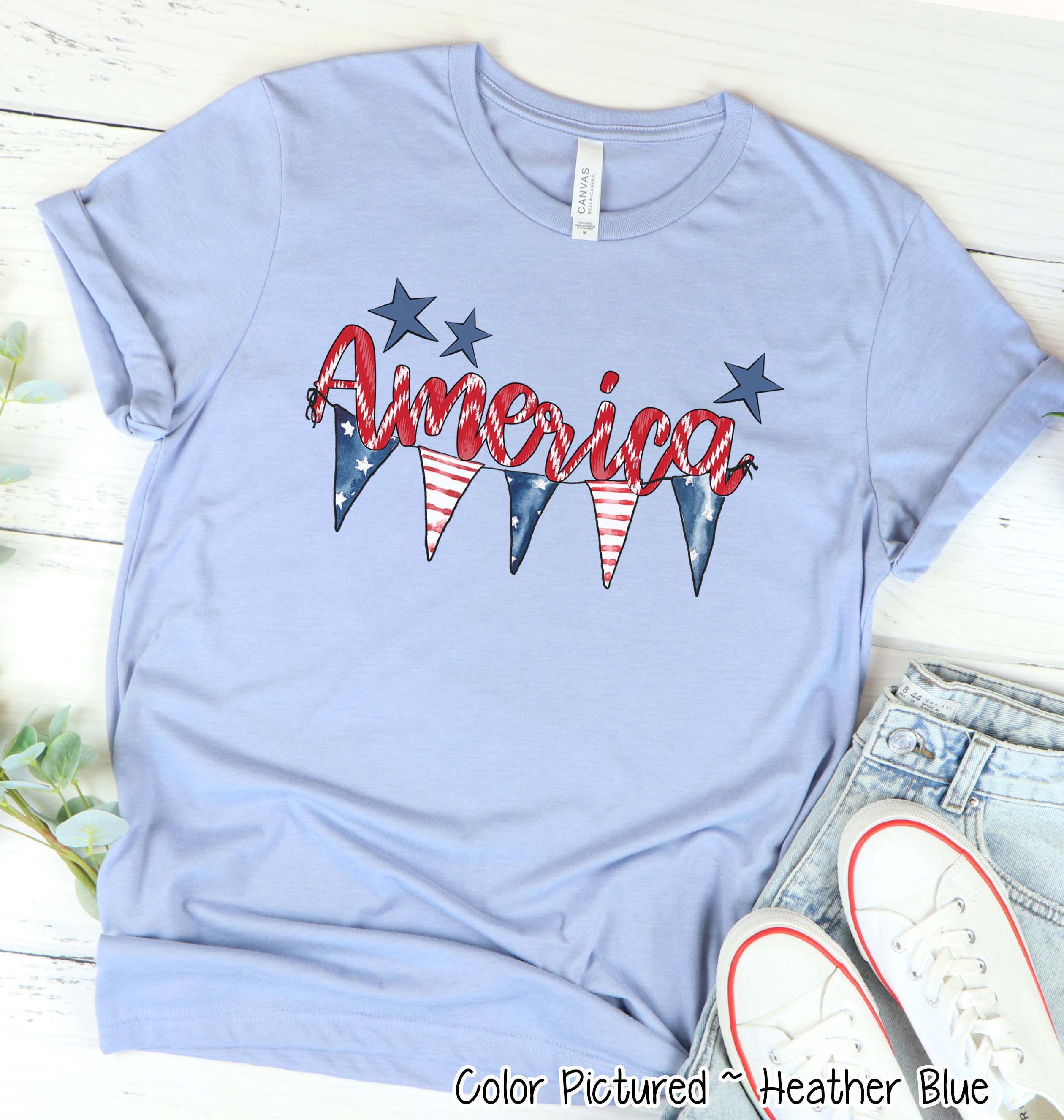 America Patriotic Bunting Tee