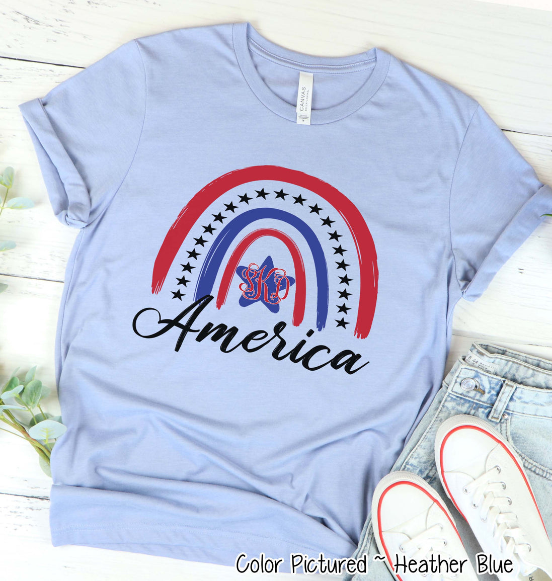 Patriotic Rainbow Monogram Tee
