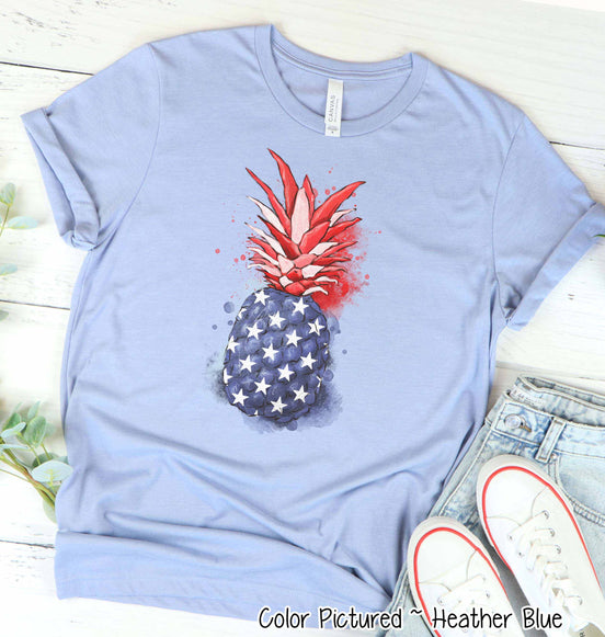 Pinapple Watercolor Patriotic Tee