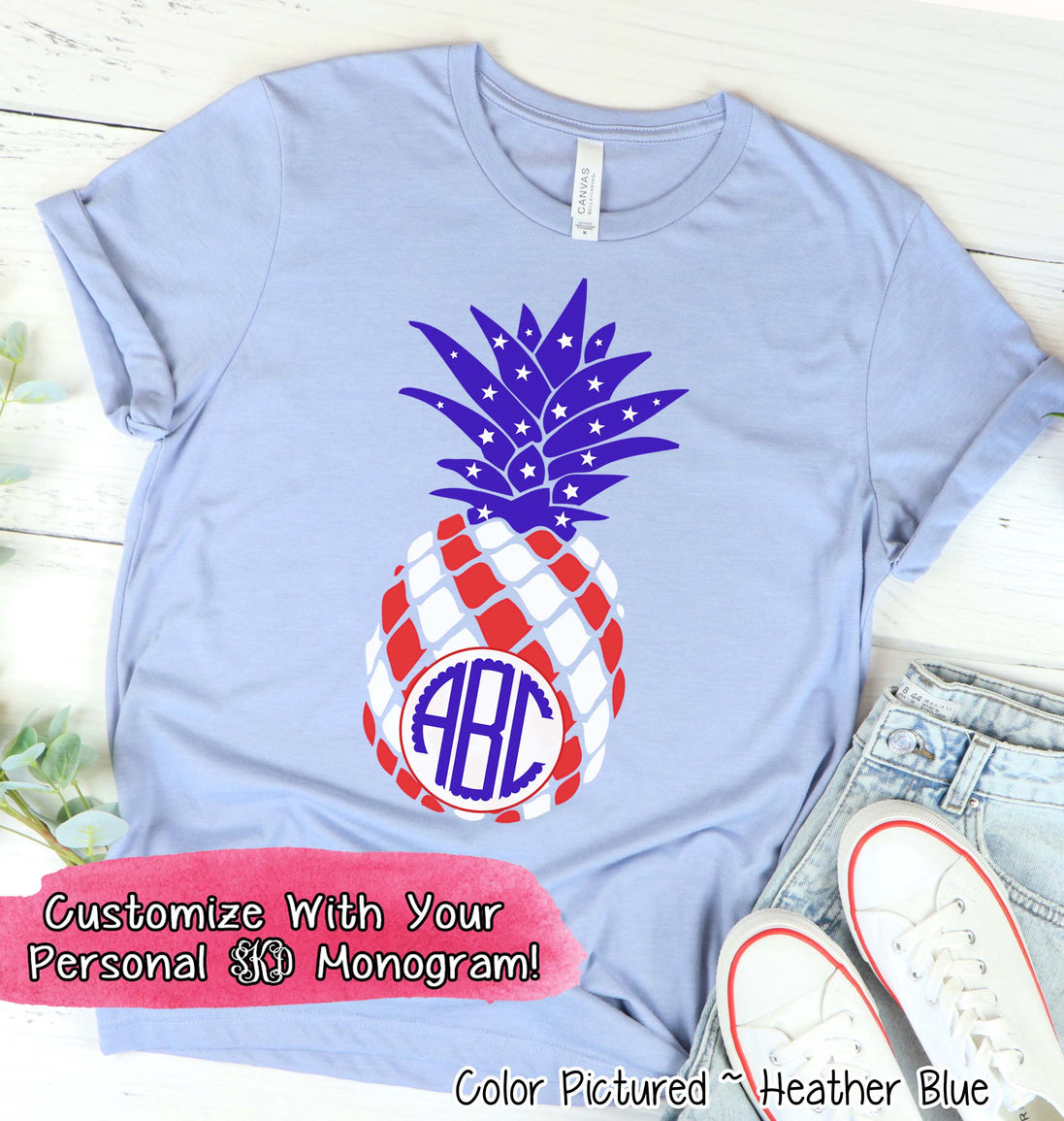 Patriotic Pinapple Monogram Tee