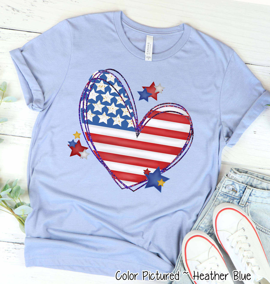 Flag Heart Fun Patriotic Tee