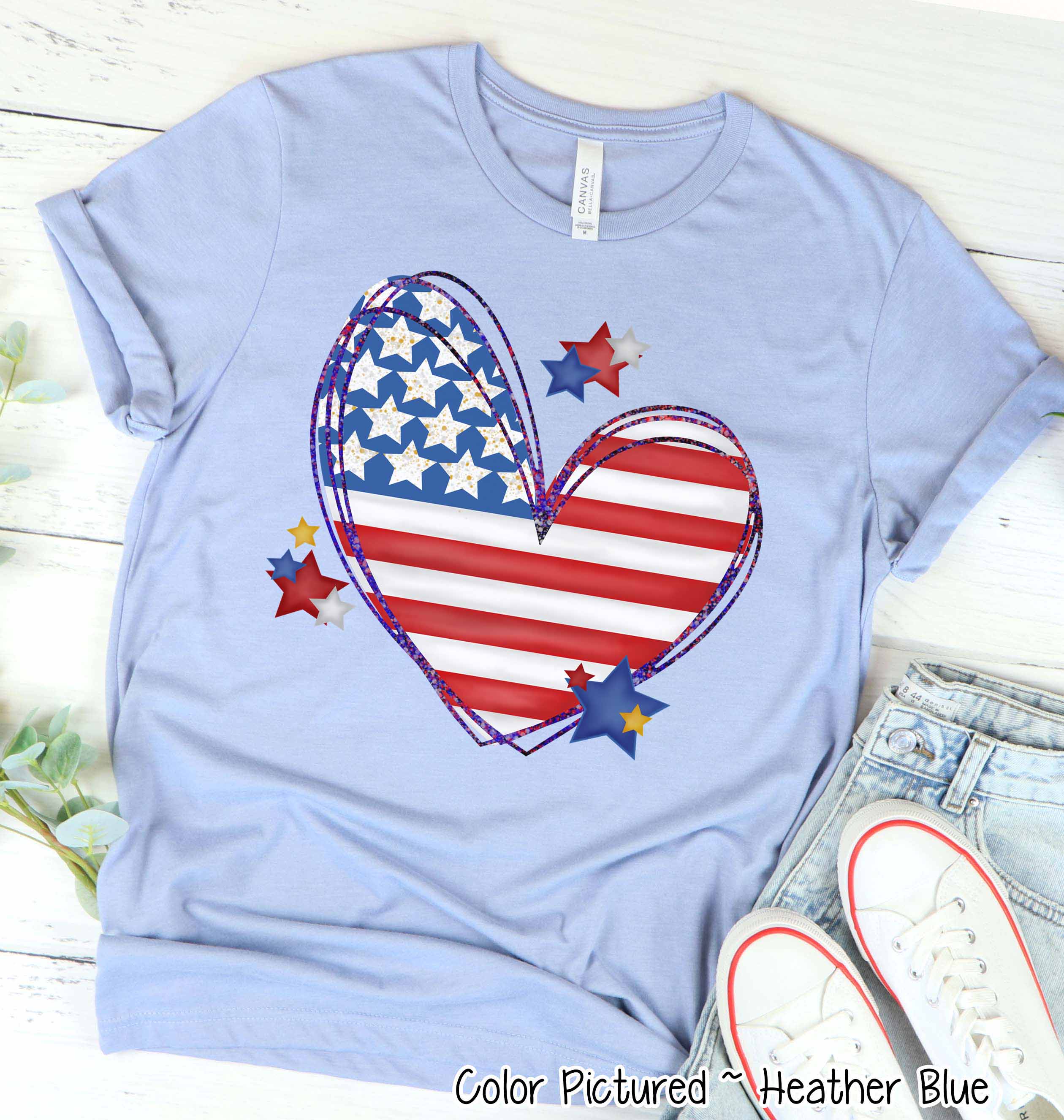 Flag Heart Fun Patriotic Tee