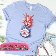 Patriotic Watercolor Pinapple Monogram Tee