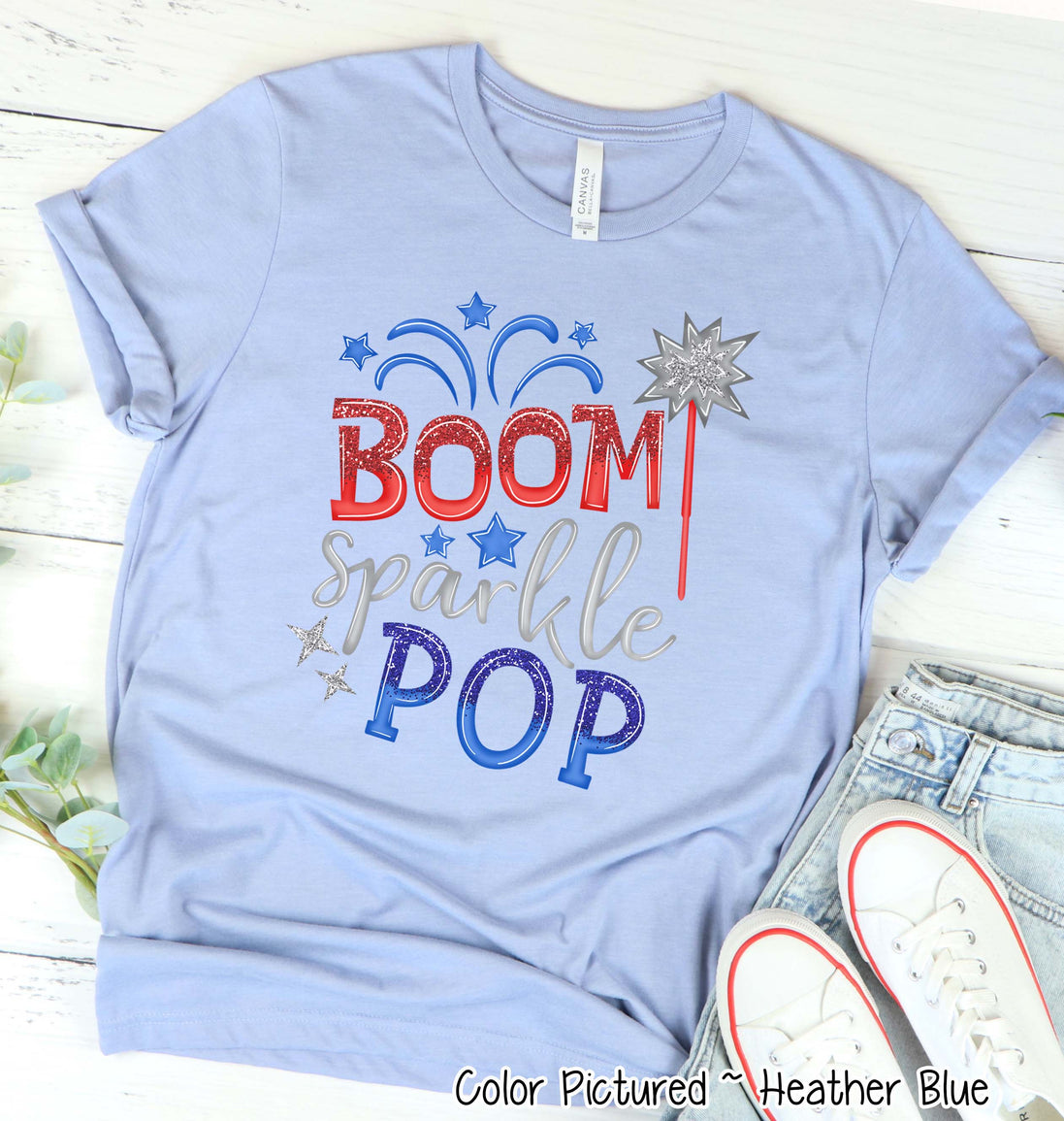 Boom Sparkle Pop Cute Patriotic Tee