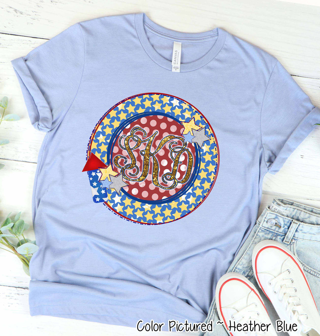 Patriotic Monogram Frame Tee