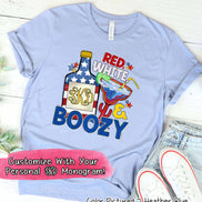 Red White and Boozy Monogram Funny Tee