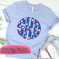 Big Monogram Patriotic Ice Cream Tee