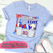 Patriotic Red White and Cool Snowcones Monogram Tee
