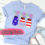 Patriotic Mason Jar Set Monogram Tee
