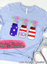 Patriotic Mason Jar Set Monogram Tee