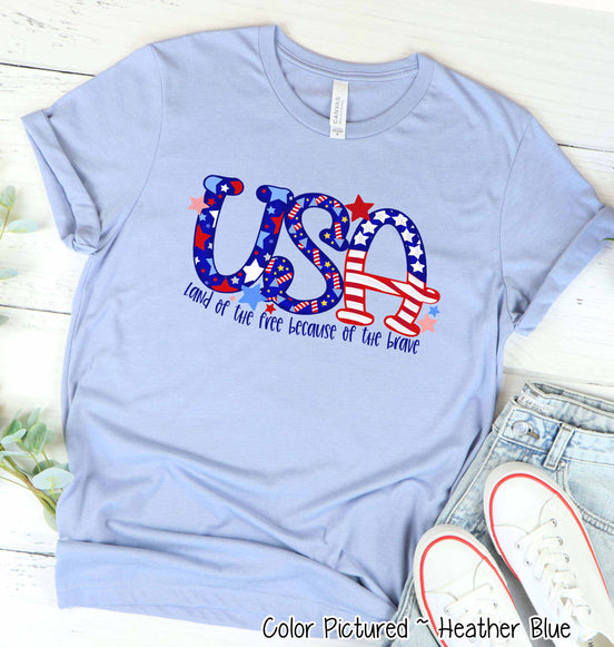 USA Land of the Free Patriotic Tee