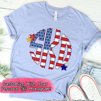Big Monogram Scallop Patriotic  American Flag Tee