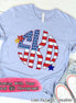 Big Monogram Scallop Patriotic  American Flag Tee