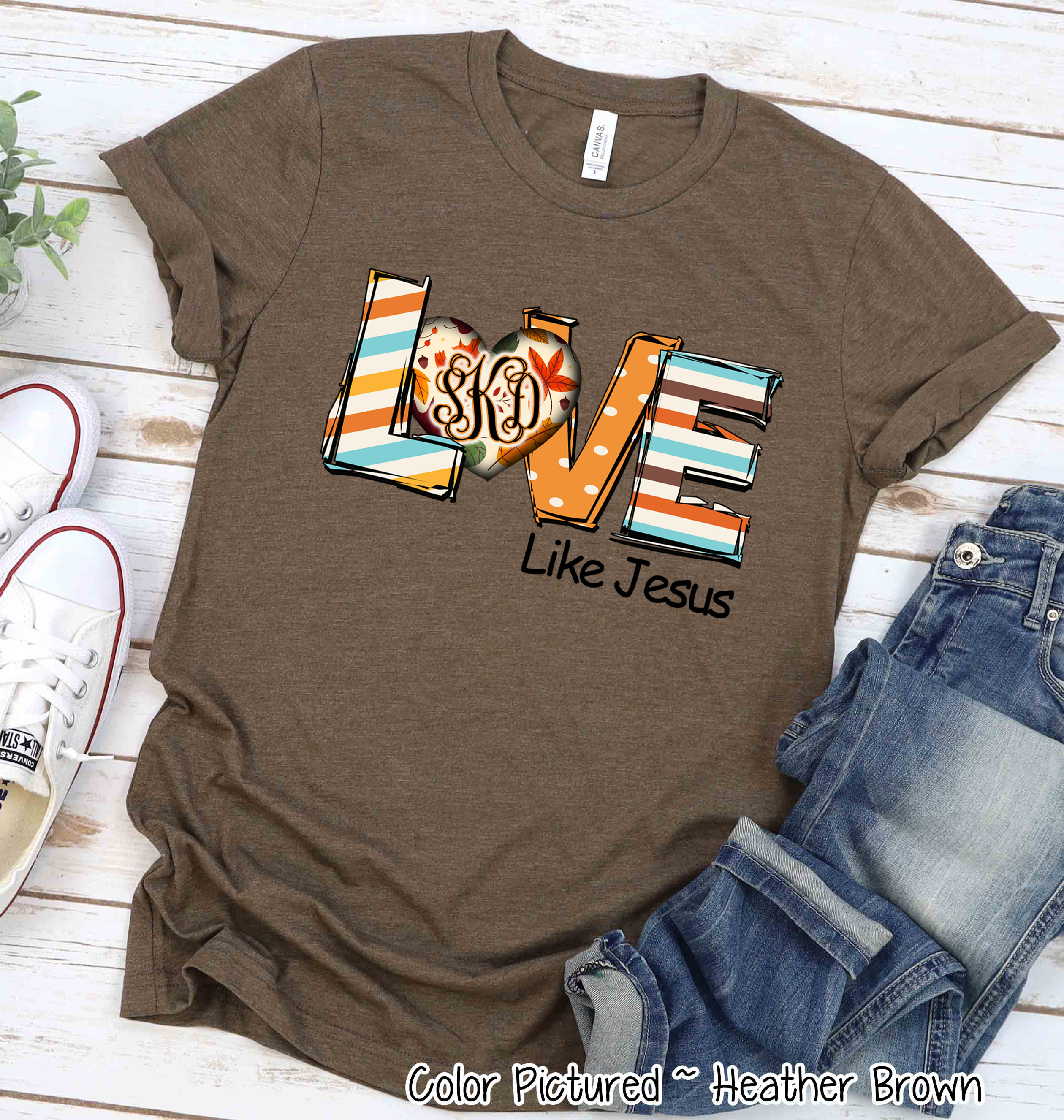Love Like Jesus Fall Monogram Tee