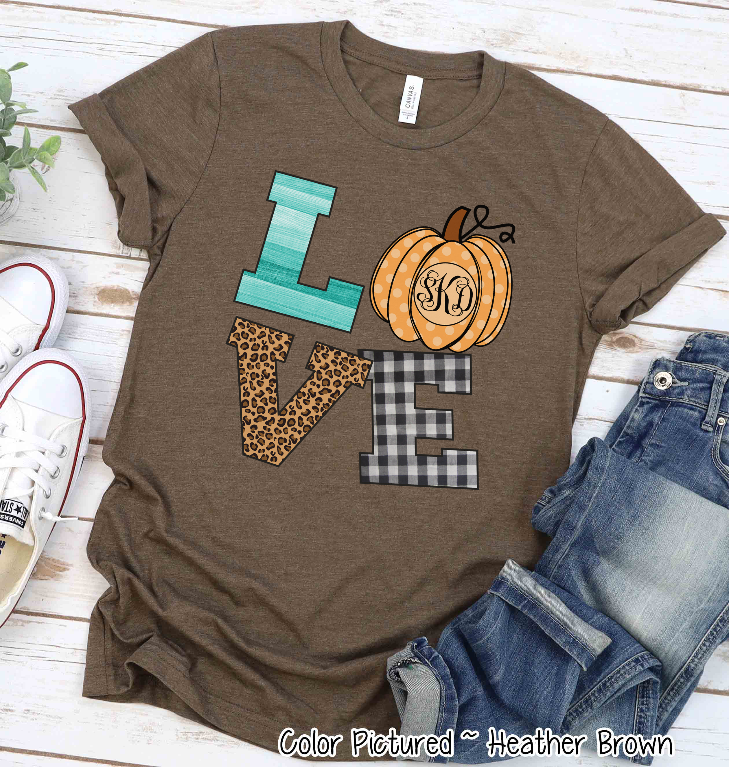 LOVE Pumpkin Monogram Fall Tee