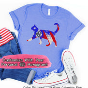Patrotic Cat Outline Monogram Tee