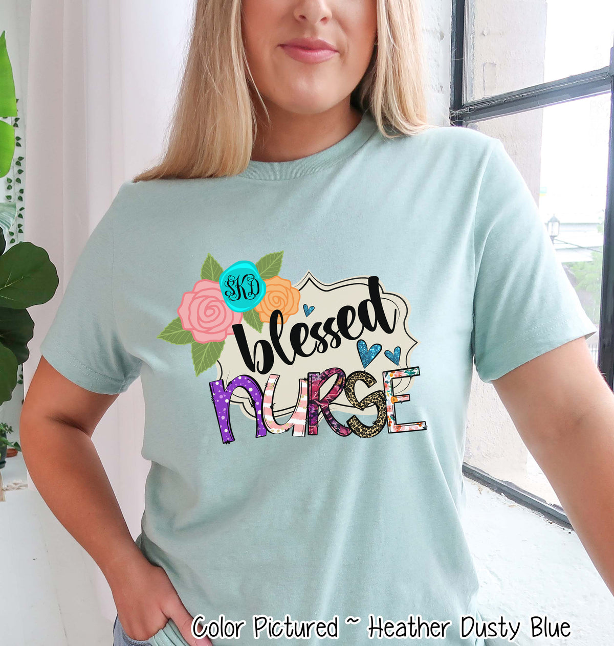 Monogram Blessed Nurse Tee
