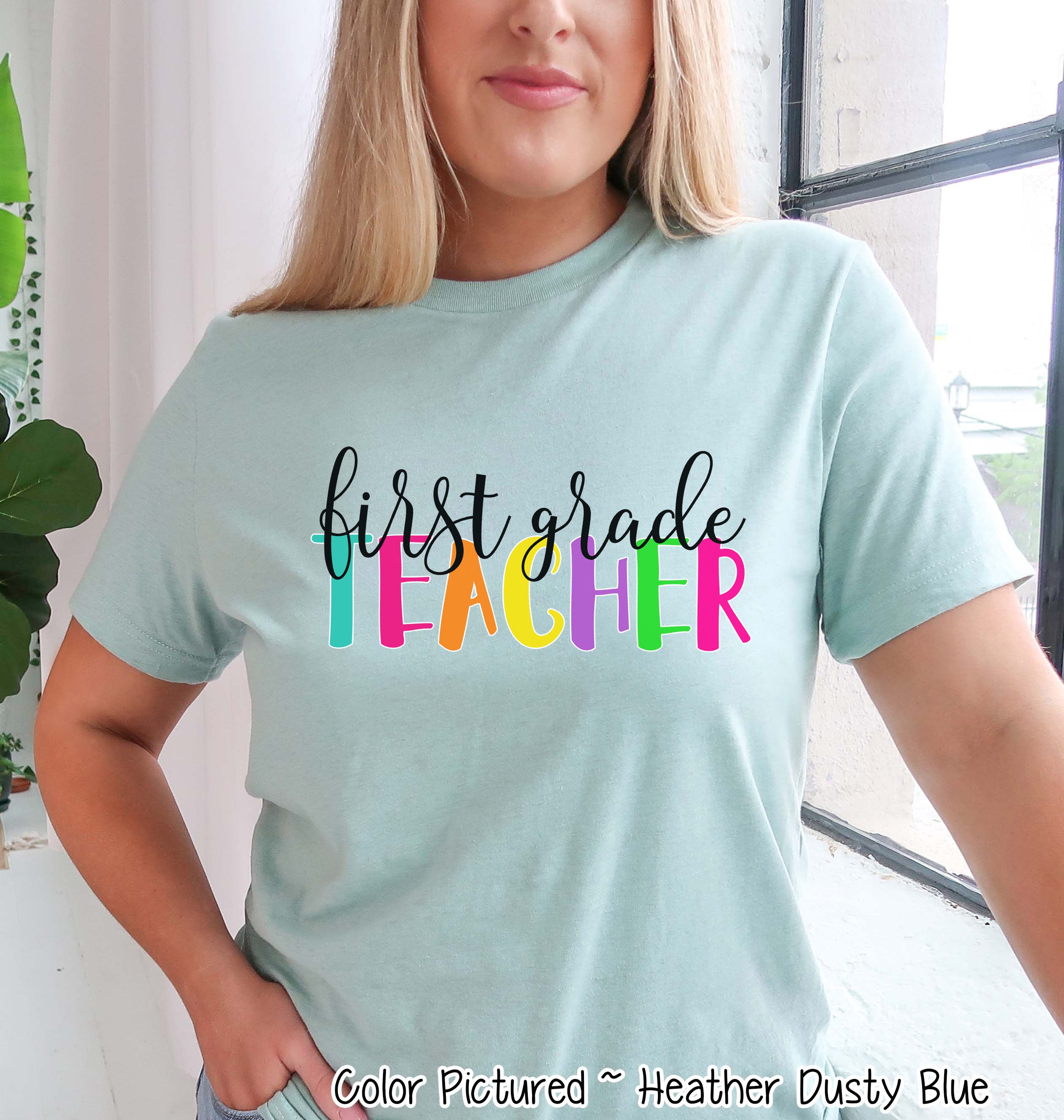 Custom Rainbow Letters School Teacher Grade Tee