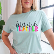 Custom Rainbow Letters School Teacher Grade Tee