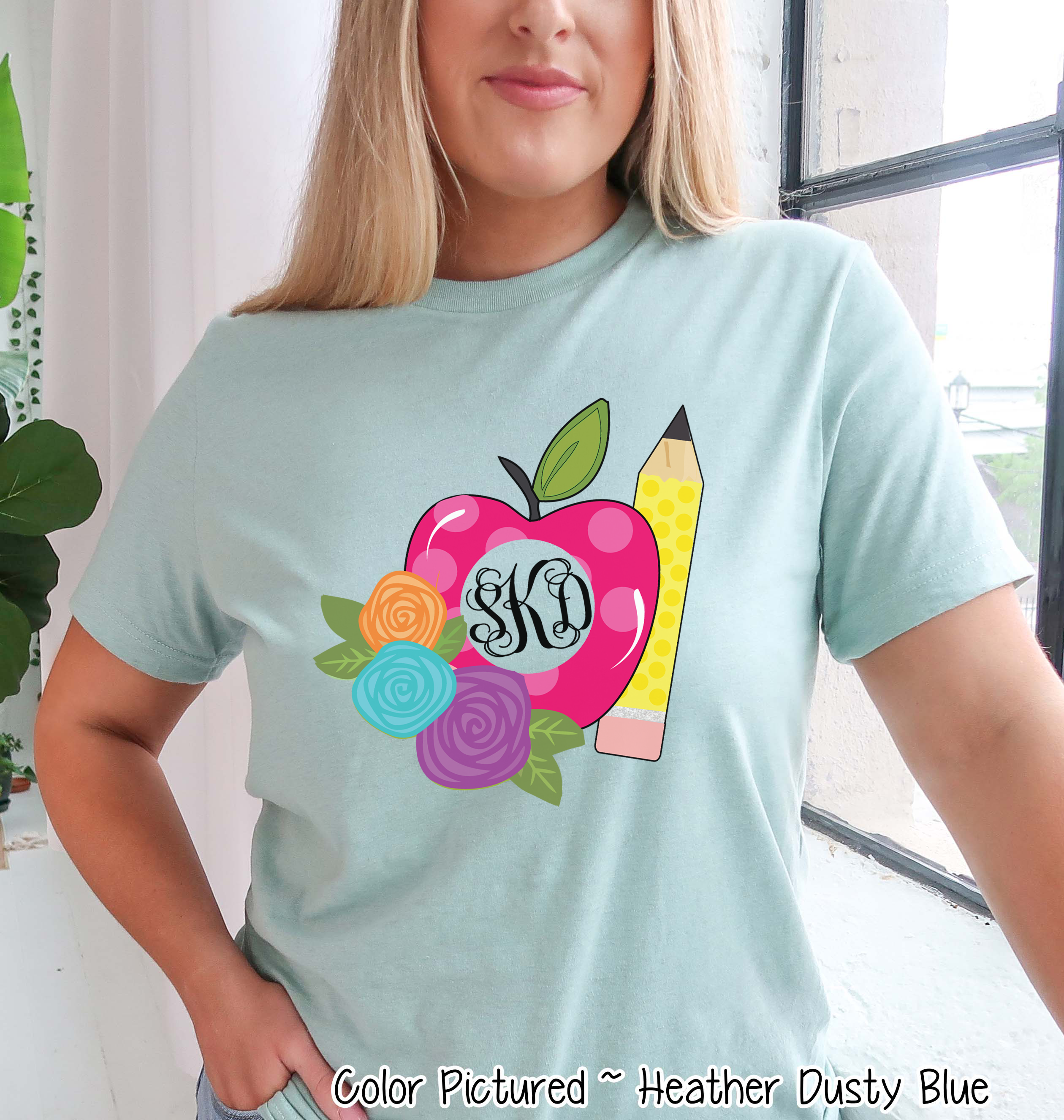 Monogram Apple Back to School Tee