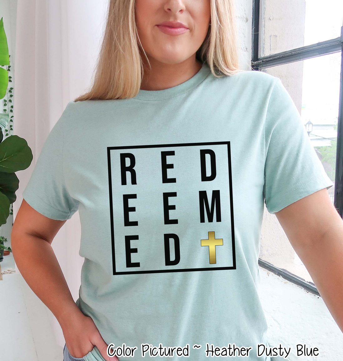Redeemed with Gold Cross Easter Tee
