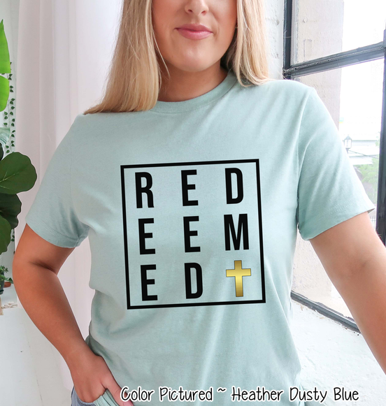 Redeemed with Gold Cross Easter Tee