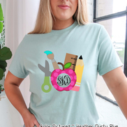 Monogram Apple & School Supplies Tee