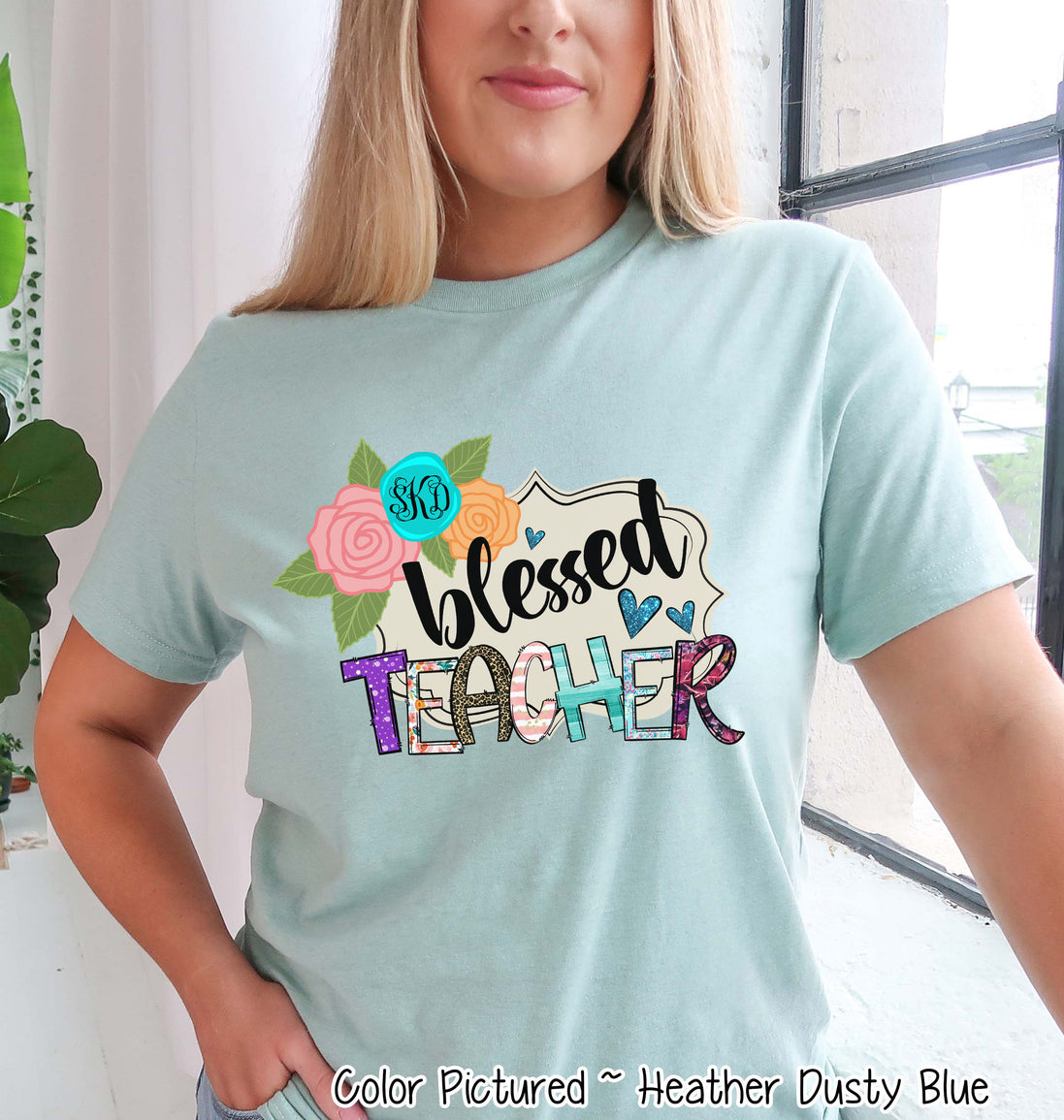 Monogram Blessed Teacher Tee