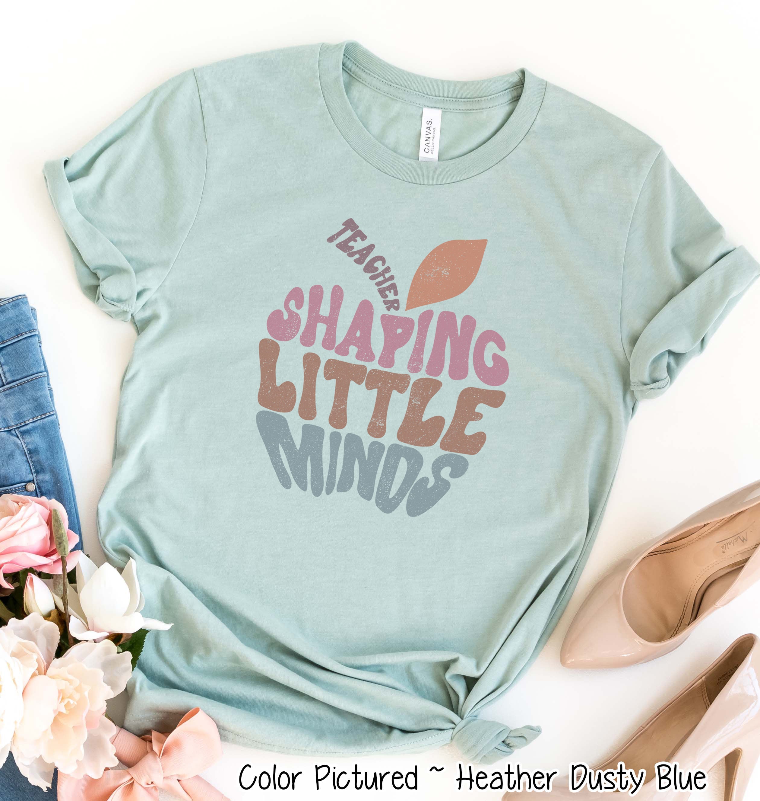 Distress Shaping Little Minds Teacher Tee