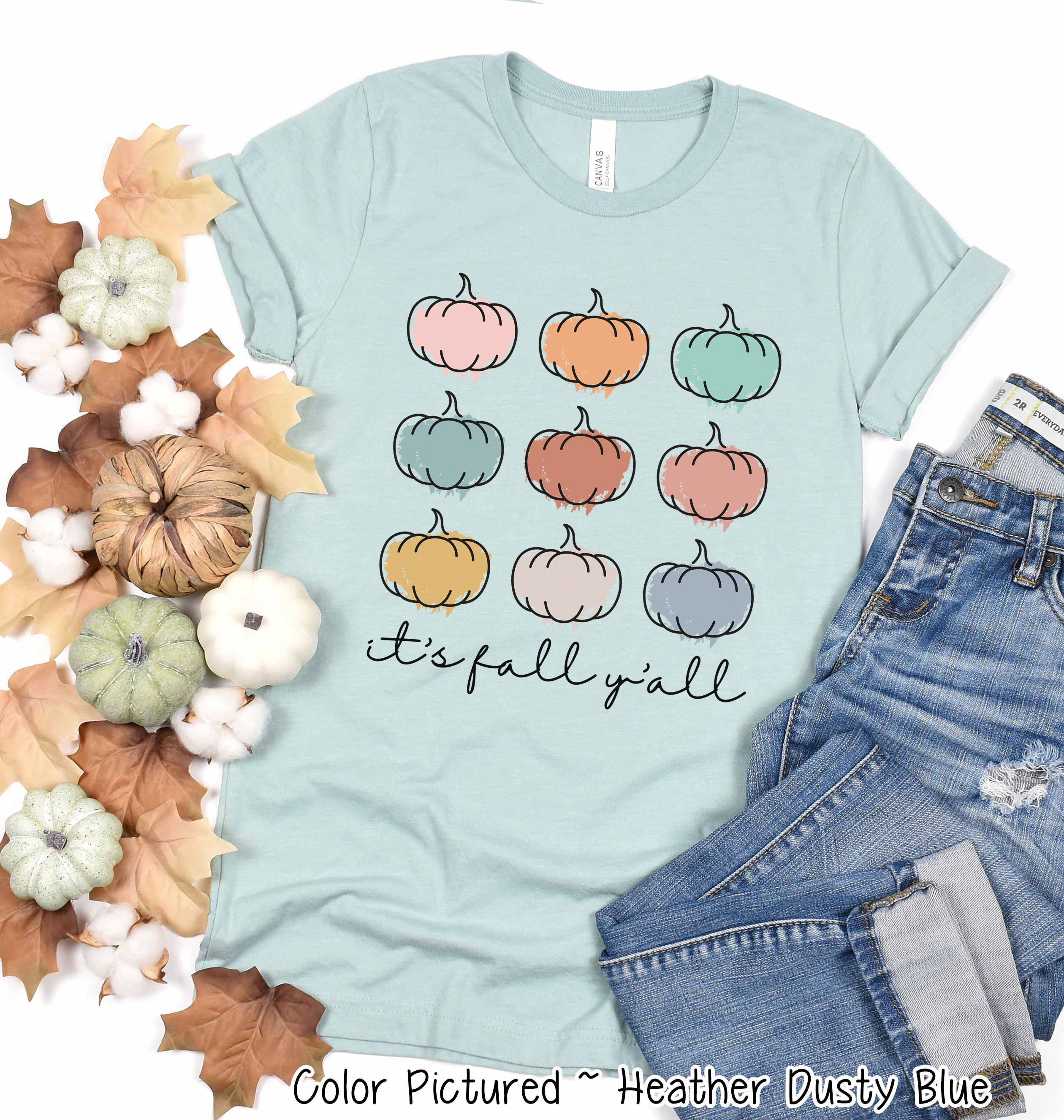 It's Fall Y'all Watercolor Pumpkins Fall Tee