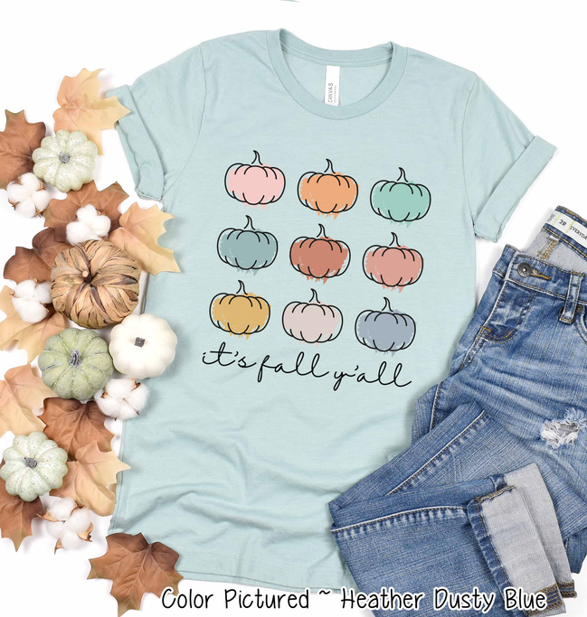 It's Fall Y'all Watercolor Pumpkins Fall Tee