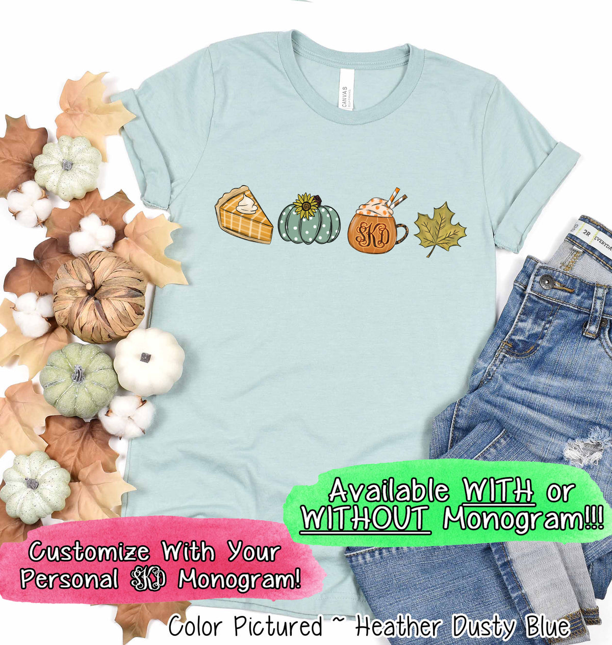 Monogram Pie Pumpkin Latte Fall Tee