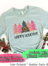 Monogrammed Blue Leopard and Pink Christmas Trees Tee