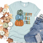 Happy Fall Yall Distress Pumpkin Stack Fall Tee