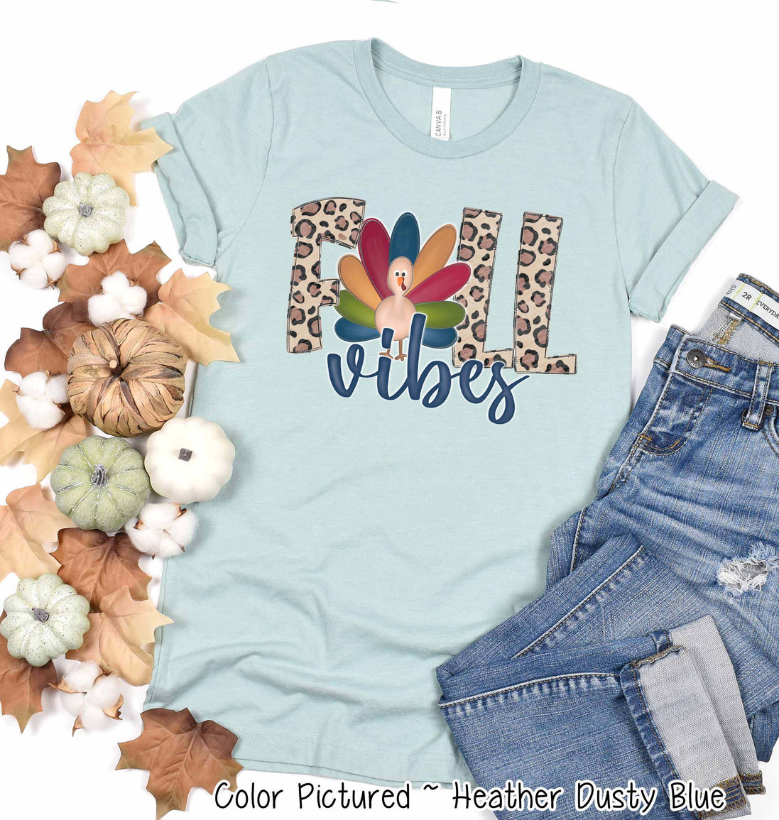 Leopard Turkey Fall Vibes Thanksgiving Fall Tee
