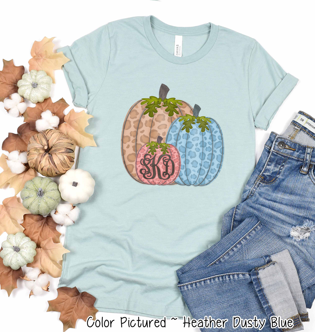 Monogram Leopard Pumpkin Trio Fall Tee