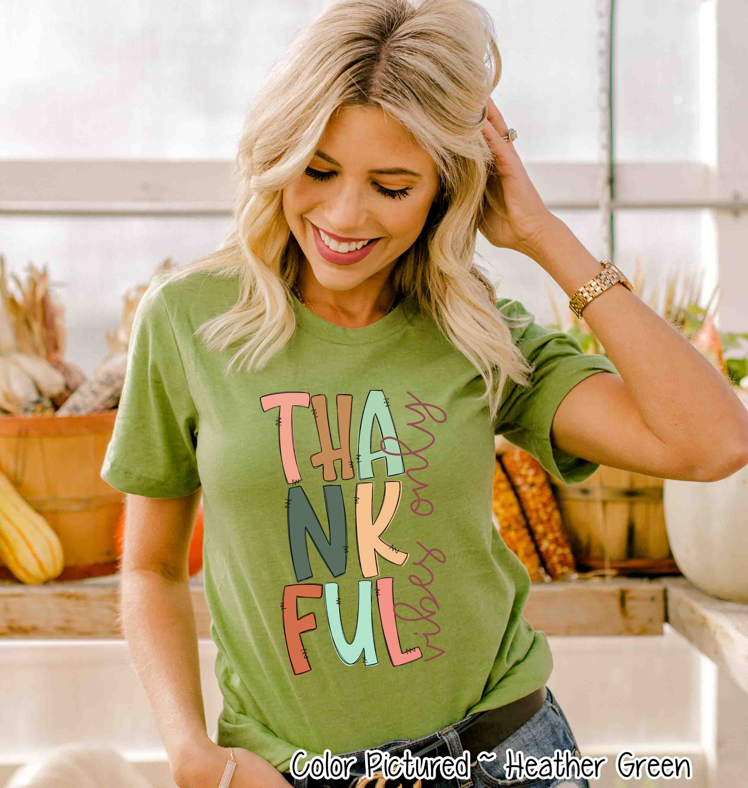 Fall Thankful Vibes Only Tee