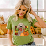 Golden Doodle Dog Fall Pumpkin Monogram Tee