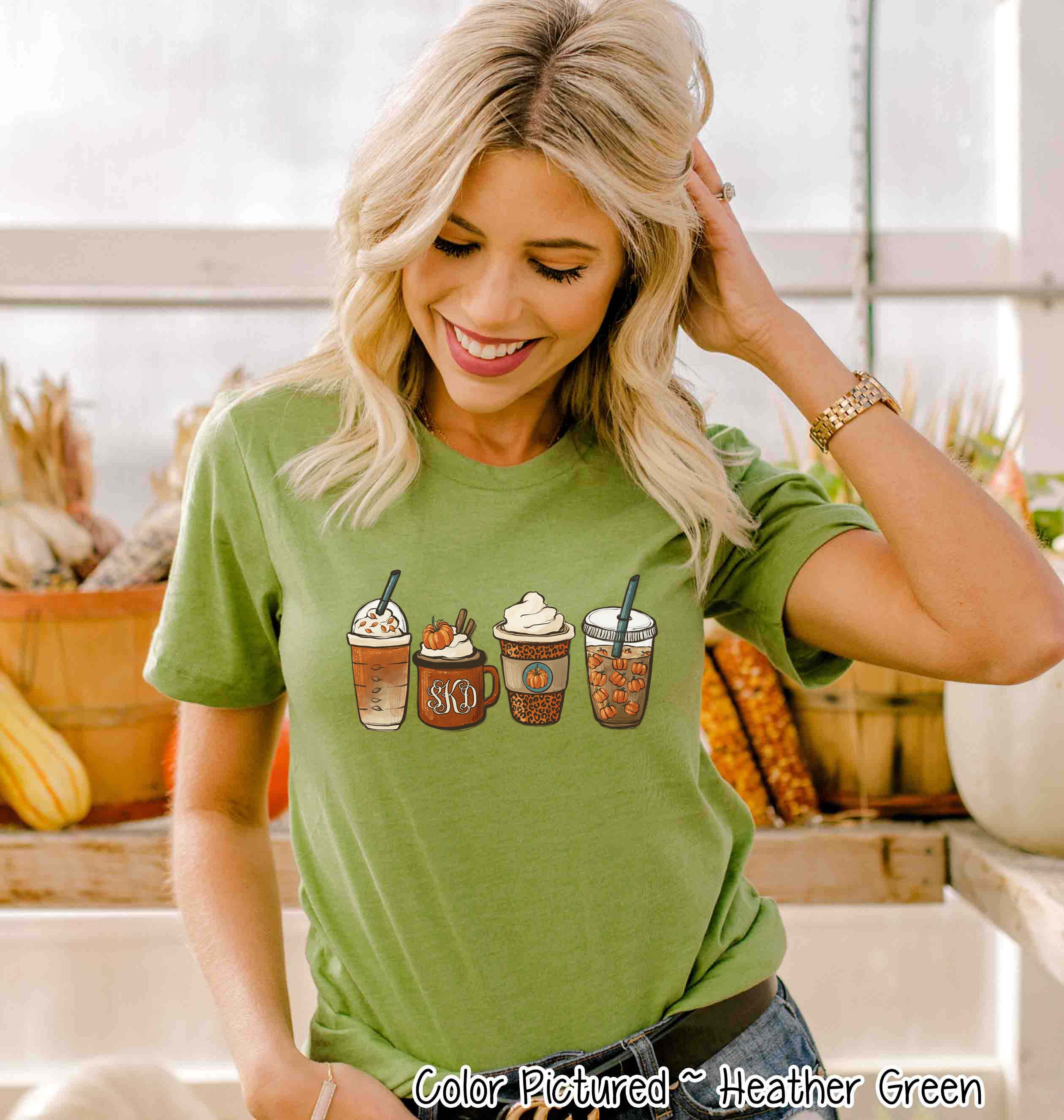 Monogram Pumkin Spice Latte Coffee Fall Tee