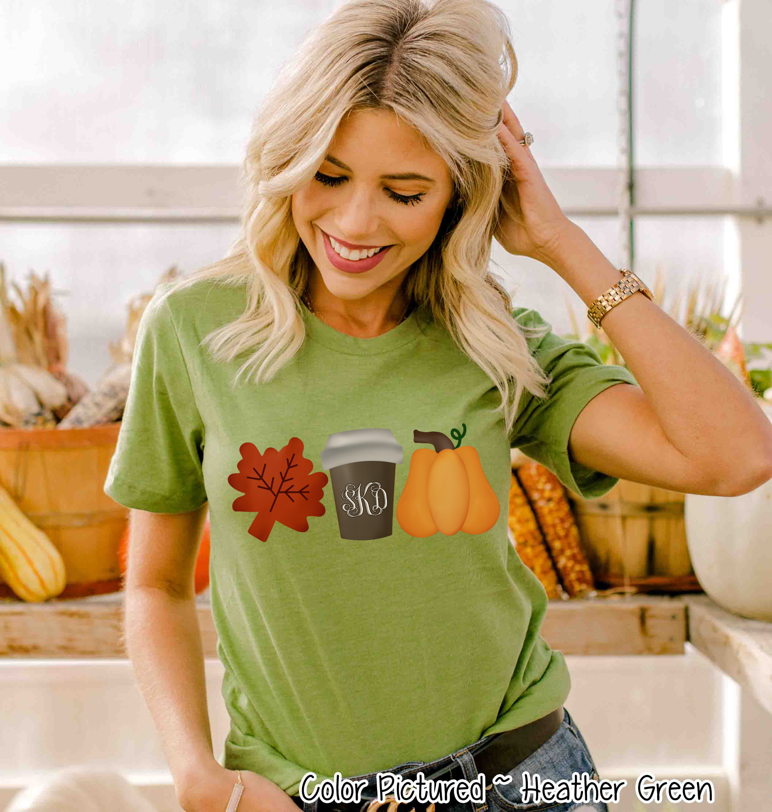 Leaf's, Latte's, & Pumpkin's Monogram Tee