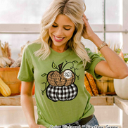 Leopard & Black Plaid Stacked Monogram Pumpkins Tee