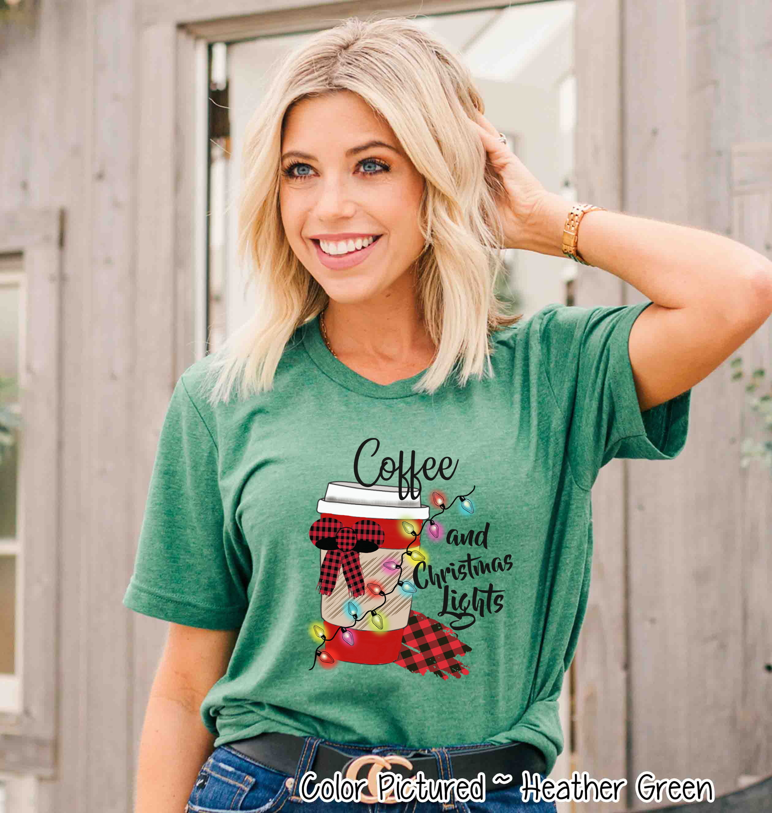 Coffee and Christmas Lights Tee