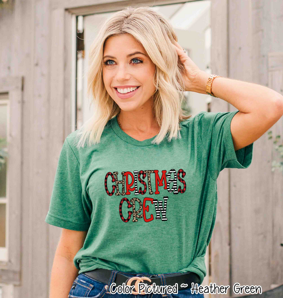 Buffalo Plaid & Leopard Print Christmas Crew Family Tee